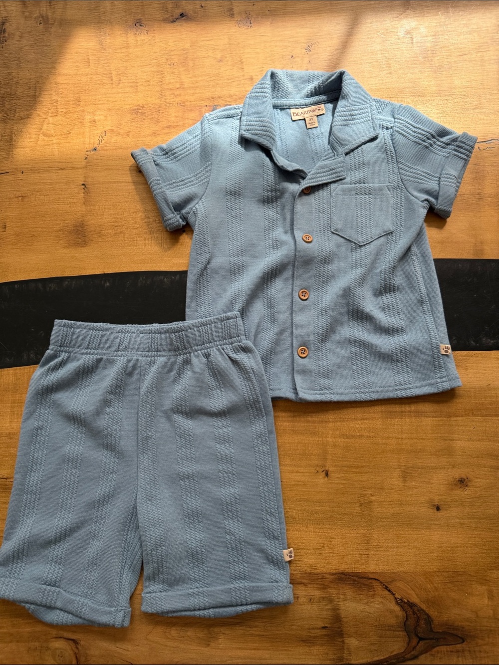 BearPaw Light Blue Two-Piece Knit Pajama Set